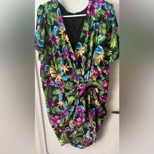 Forever 21 Plus Size 18 20 Tropical Print Faux Wrap Dress